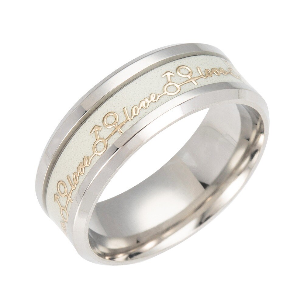 Creatieve Fluorescerende Paar Ringen LIEFDE Titanium Koele Lichtgevende Ringen Glow In The Dark Ringen