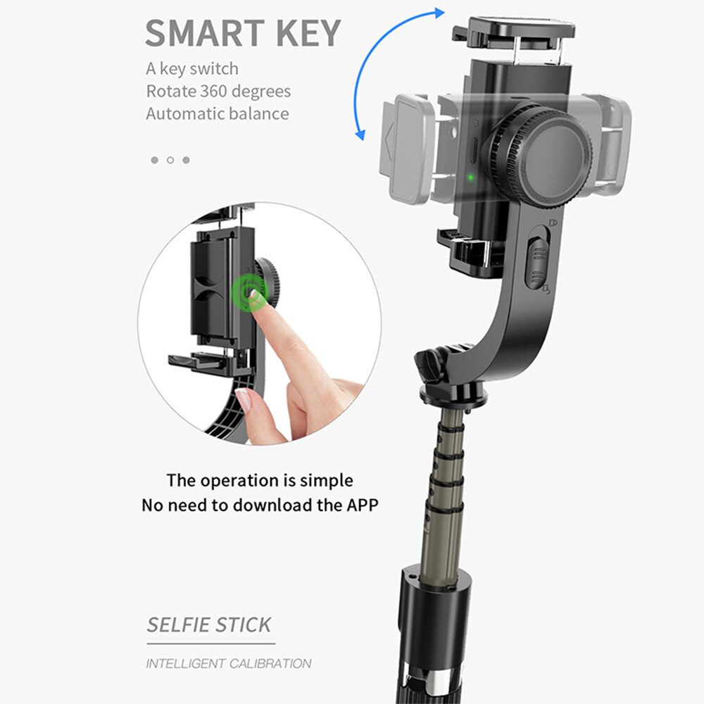 Stabilizer Smart Chip Anti-shake Sleek Foldable Tripod Handheld Gimbal Stabilizer Portable Selfie Stick Multiple Camera Modes