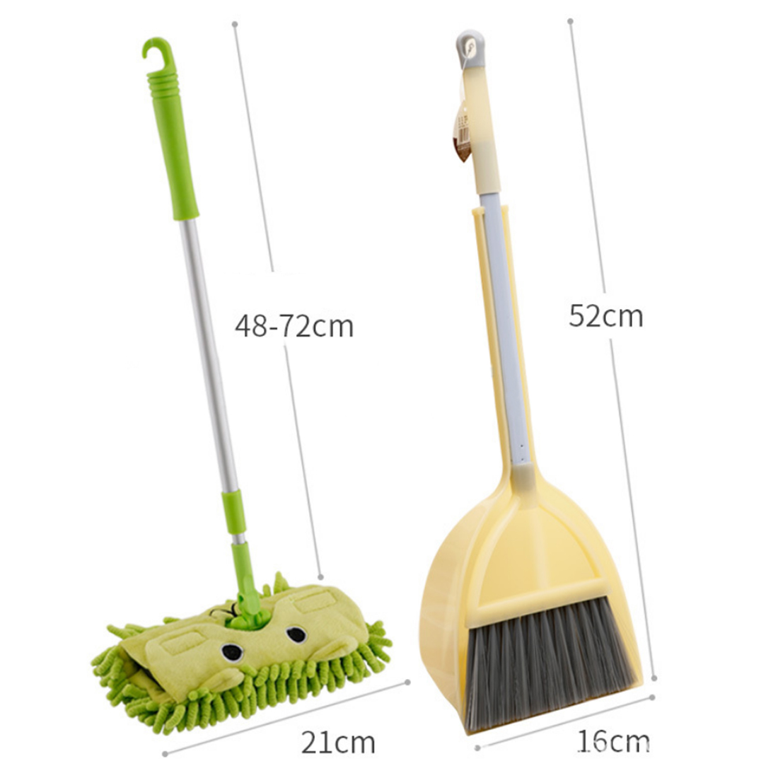 Kit d'outils de nettoyage de ménage pour enfants avec balai de vadrouille pelle à poussière dessin animé jouet pour enfants jeu de nettoyage jouets-jaune citron + vert