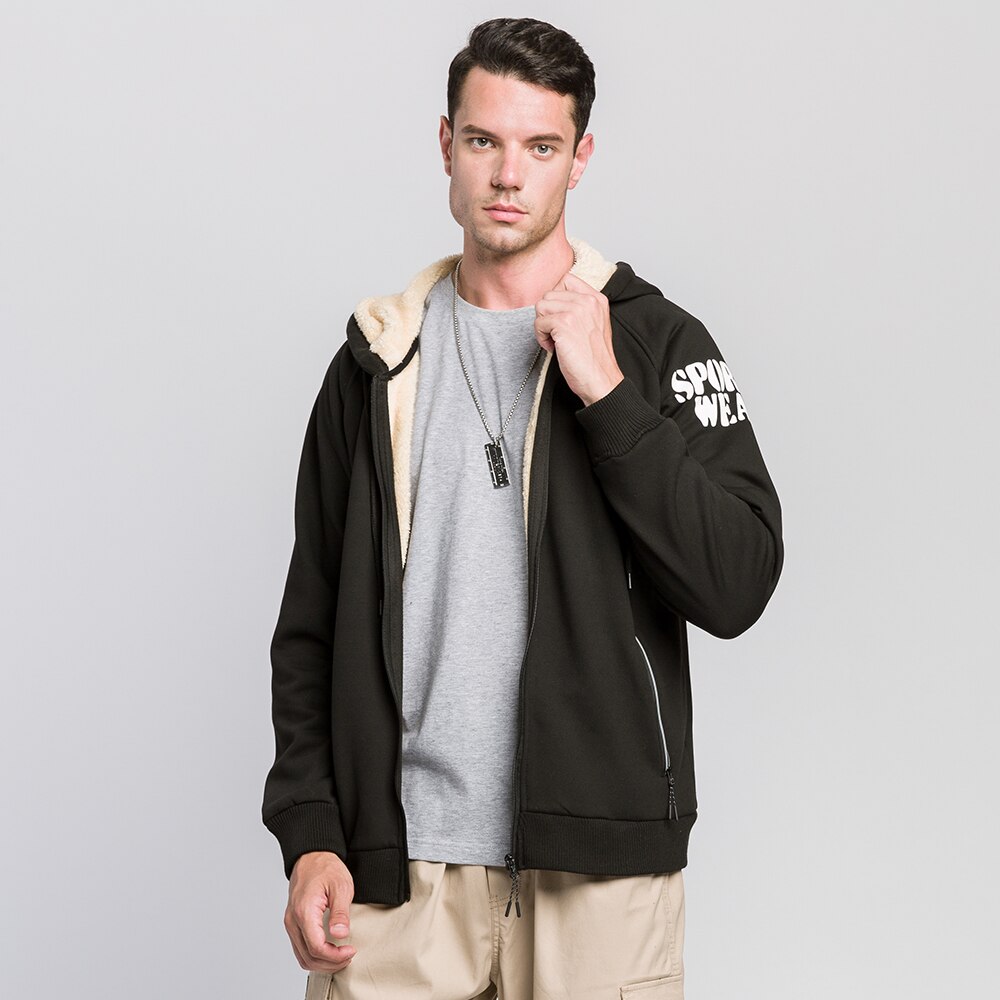 Casual hoodies jacka män vinter tjocka varma fleecerockar bomull dragkedja raglanrock manliga träningsoveraller ytterrockar