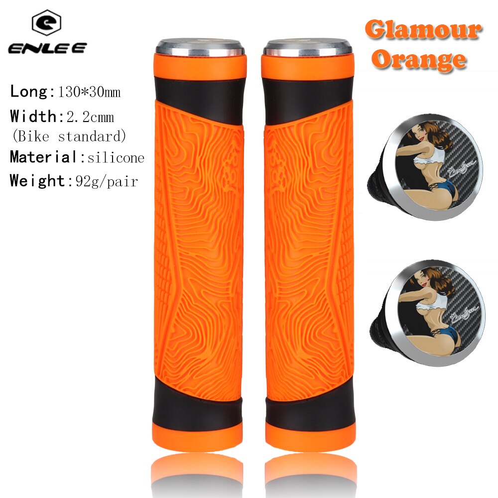 Ultralette mtb sykkelgrep antiskli silikon sykkelstyre håndtak med plugger 5 stiler valgfritt støtsikkert sykkeltilbehør: Oransje et par