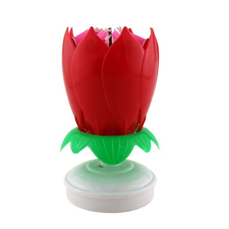 Birthday Cake Music Candles 14 Candles Lotus Flower Christmas Festival Decorative Music Wedding Party Decoration: 14 candles-red