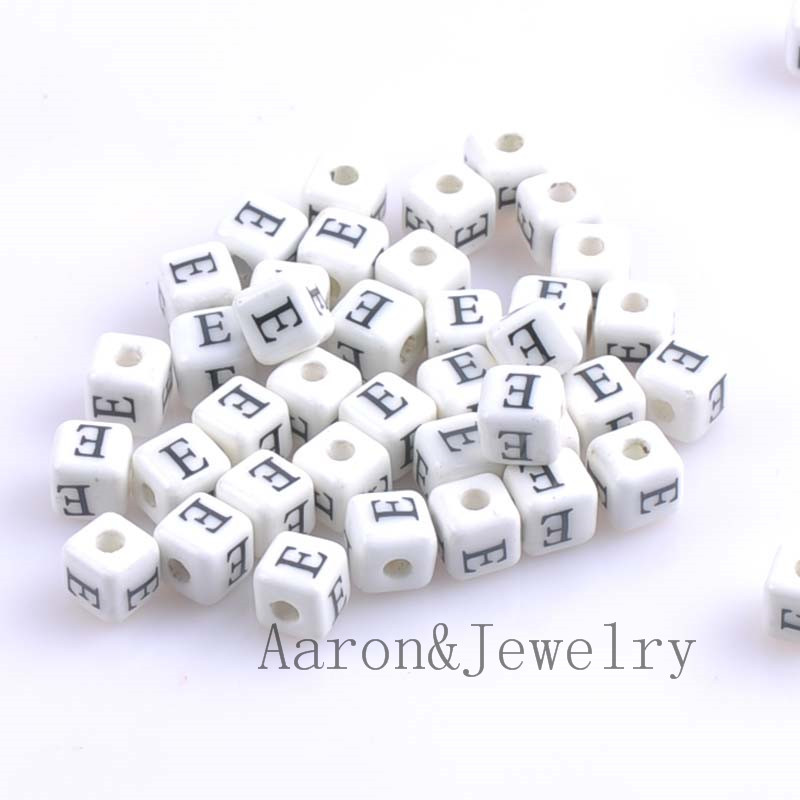 heißer Weiß A-Z Gemischte Buchstaben Alphabet Würfel Keramik Buchstaben Perlen passen Schmuck machen 8mm 10 stücke YKL0355X