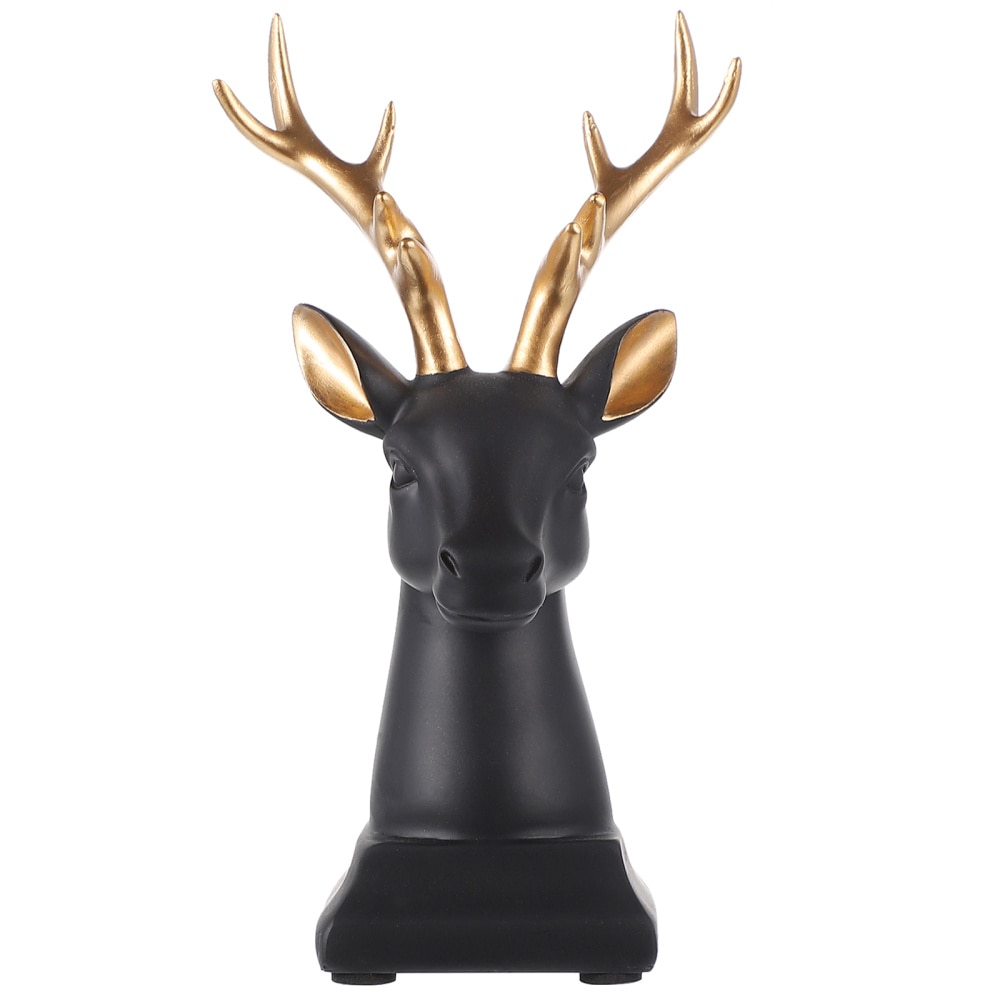 Deer Head Decoration Crafted Figurines Office Home Desktop Decor Deer Head