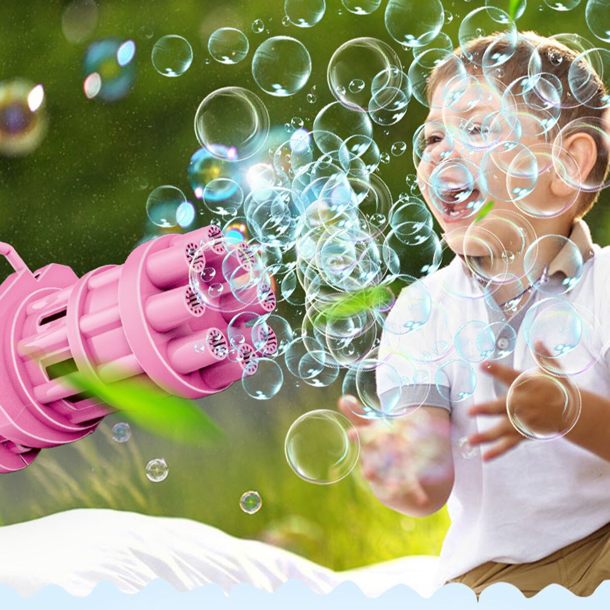 Grappig Magic Bubble Blower Machine Elektrische Automatische Bubble Maker Gun Met Mini Fan Kids Outdoor Speelgoed Bruiloft