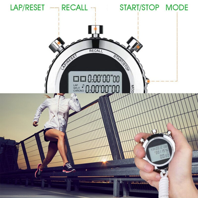 Digital Stopwatch Timer Portable Sports Running Chronograph Training StopWatch Multifunction Handheld Relogio reloj