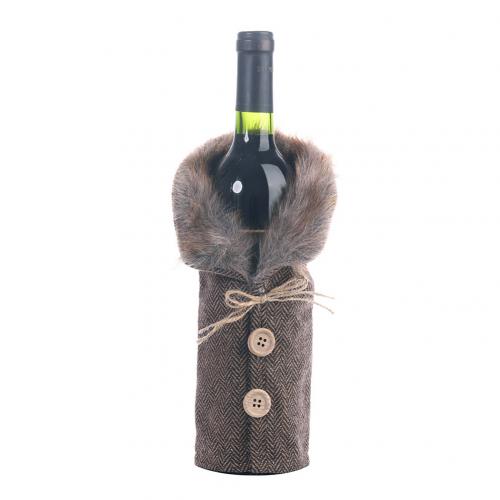 Jul varmeisolering pad handske bordløber vin flaske dække træ nederdel: Grå flaskedæksel