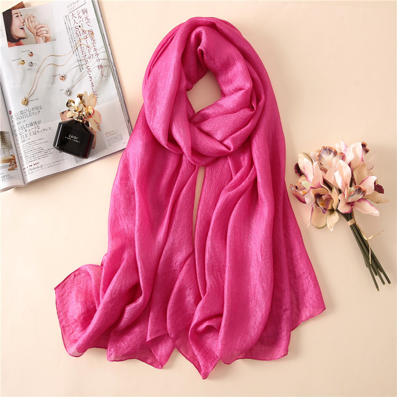 2023 de lujo bufanda de para mujer liso seda liné chales bufandas verano señora pañuelos Pashmina Foulard Hijab 180*90Cm: Azul marino