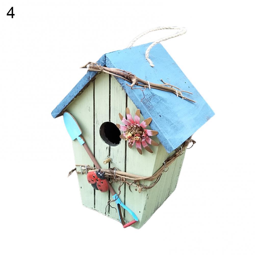 Bird House Birdcage Painting Outdoor Garden Yard Hanging Cottage Feeder Nest Crafts Birdhouse Pet Products Bird Accessories: black