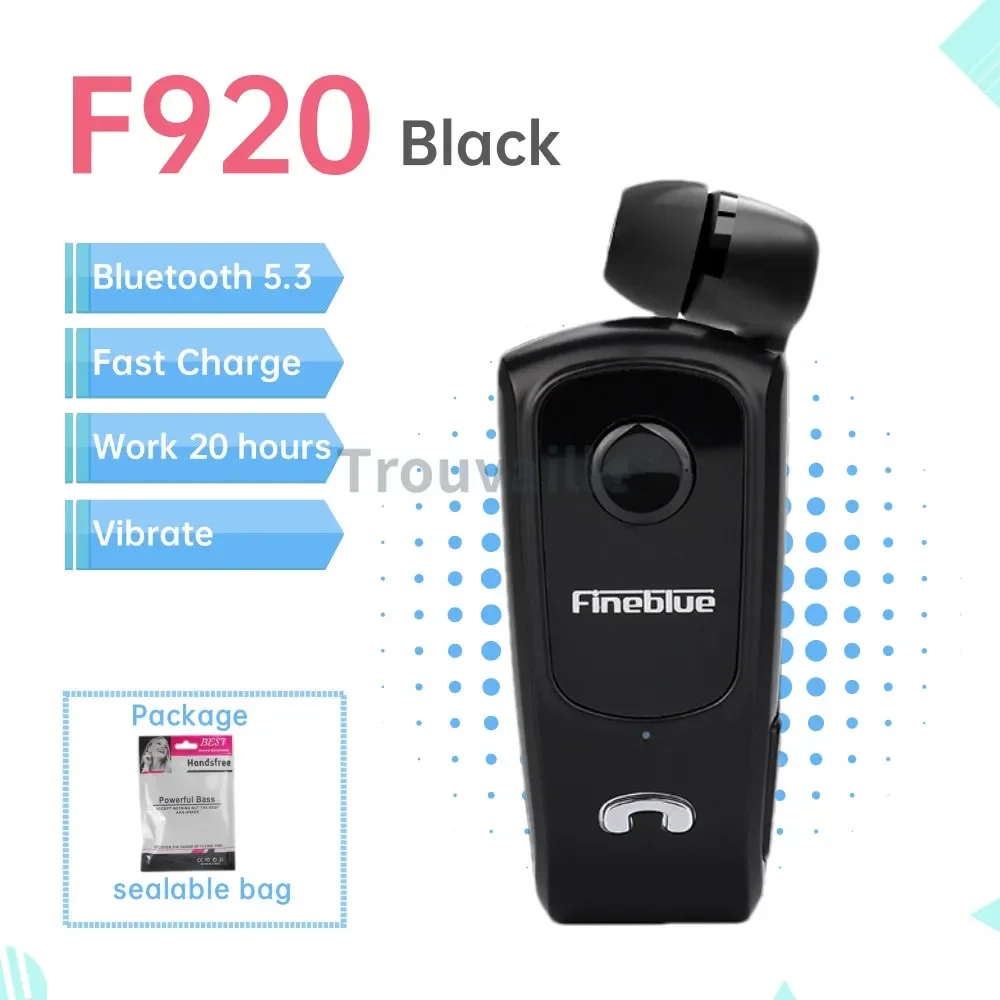 Fineblue F920 Wireless Bluetooth Headset Heaphones in Lotus Earphone with Clip Handsfree Retractable Earphones F520 F580 K55 K65: Yellow