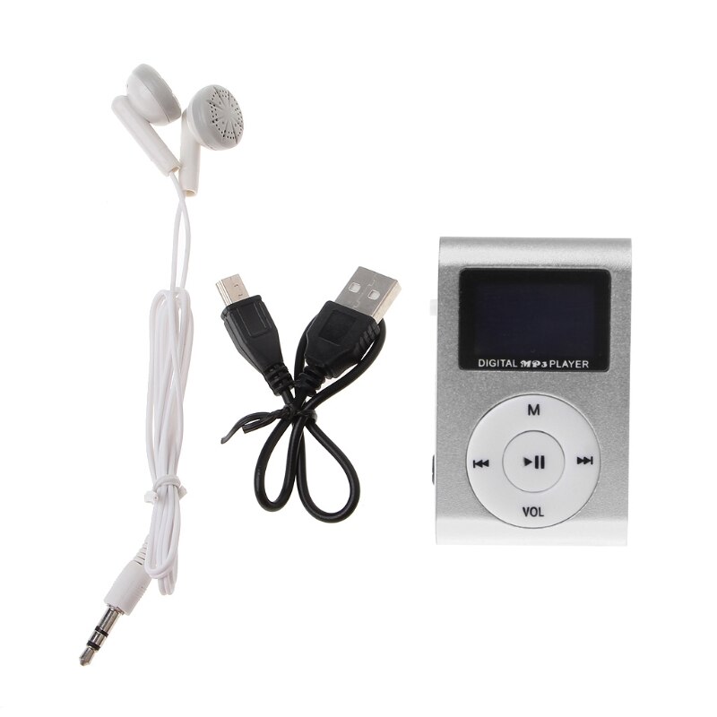 ALITER Small MP3 Portable USB Metal Clip LCD Screen Music Player with Earphone