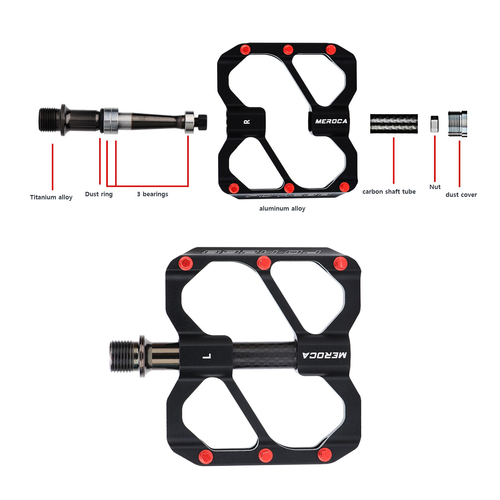 Meroca Fahrrad Pedal 3 Lagerbier rutsch feste MTB Pedale abgedichtet drei Lagerbier Aluminium legierung Mountainbike Pedal Fahrrad zubehör