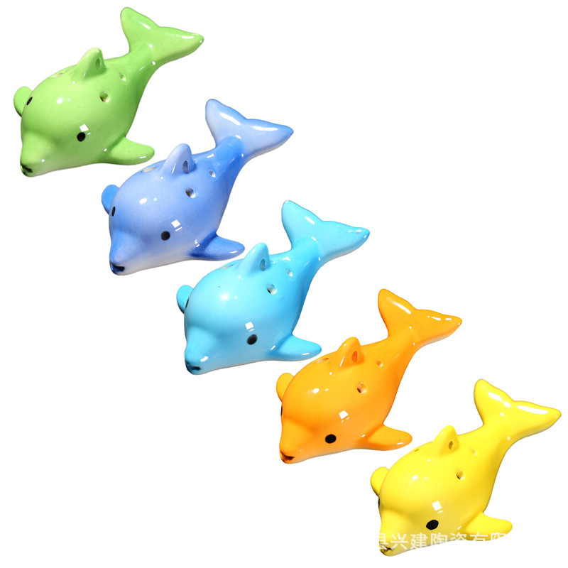 6 Hole Ocarina Keramische Flauta Kleine Dolfijn Vorm Chilsdren &#39;S Speelgoed Handgemaakte Mini Ocarina Fluiten Voor Student Muziekinstrumenten