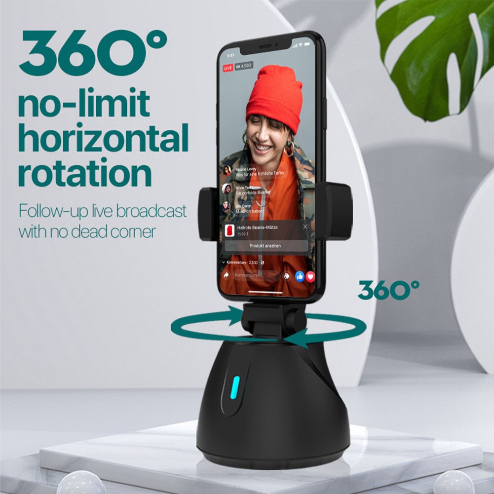 Ao ar livre 360 graus de rotação inteligente tiro câmera montagem cardan estabilizador selfie vara auto face rastreamento titular alimentado por bateria