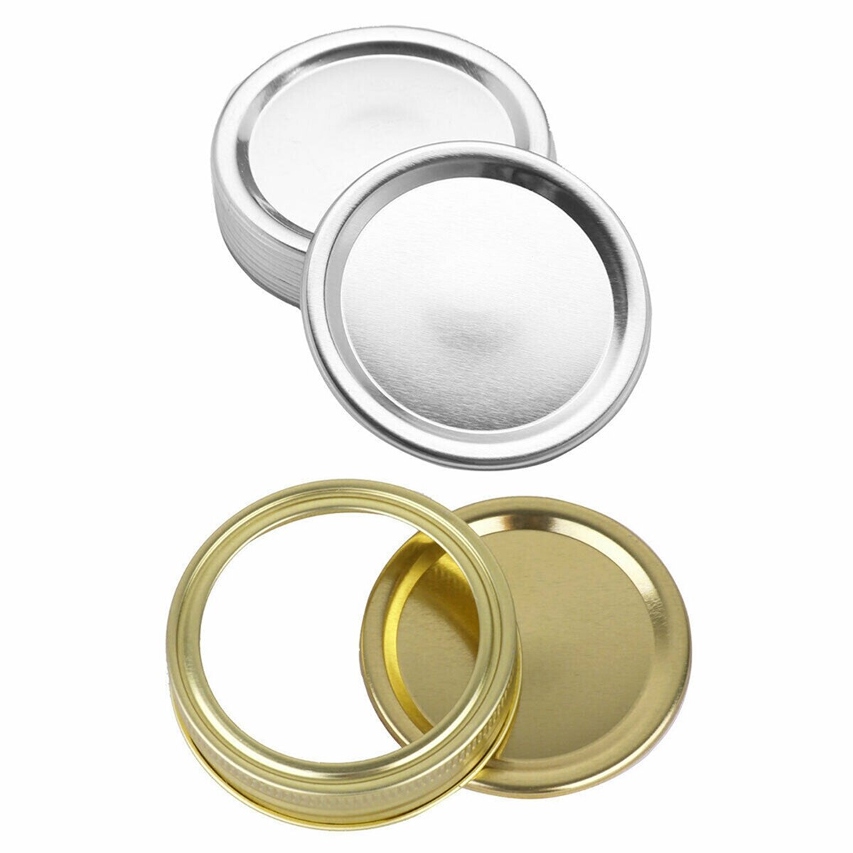 10Pcs Brede Mond Mason Pot Deksels Met Schijven Inblikken Deksel Glas Rvs Tops 70Mm Diameter Roestbestendig schroef Bands Ringen