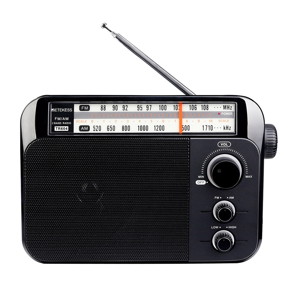 Retekess sono/FM Radio per gli Anziani Radio A dovuto Bande Portatile Radio Maniglia Batteria e AC alimentato Nero # xj30