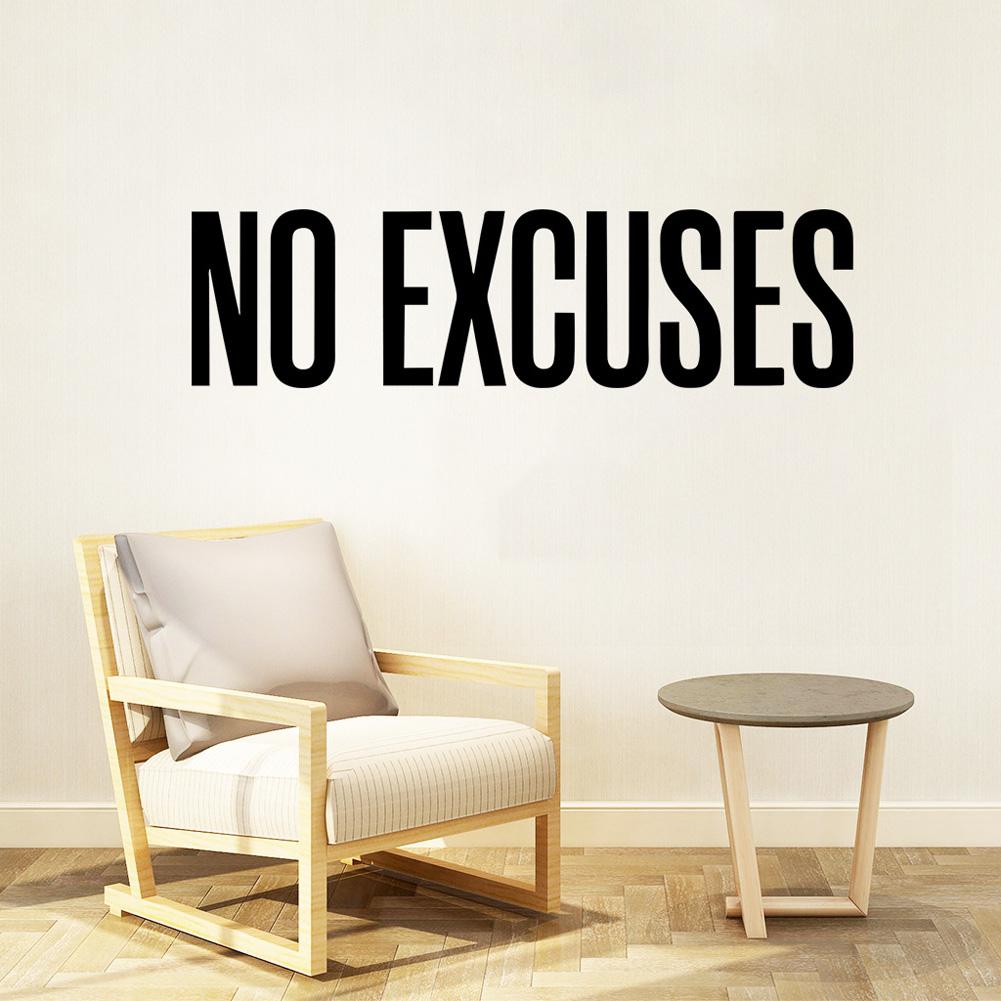 AsyPets No Excuses Wall Sticker Self Motivation Quote Sport Home Gym Interior Wall Art Mural