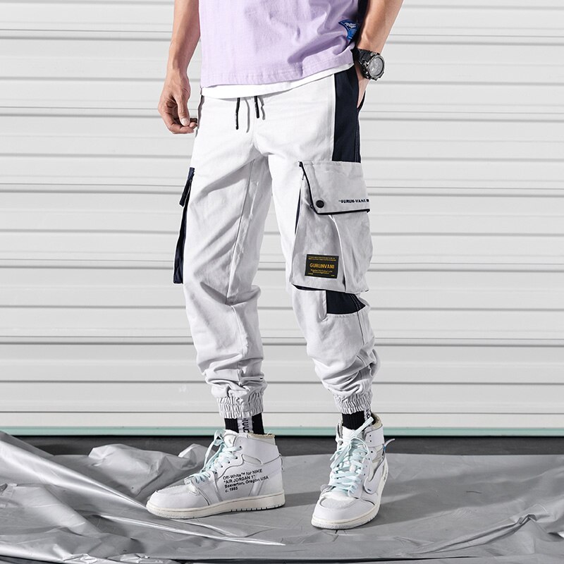Singleroad mænds cargobukser mænd sidelommer hip hop japansk streetwear haremsbukser mænd bukser joggers mænd joggingbukser: Asiatiske 4xl / Grå bukser til mænd