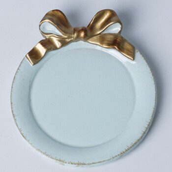 Italiensk stil retro bowknot tallerken kage dessert tallerken frugt tallerken 1pc/ parti: Blå