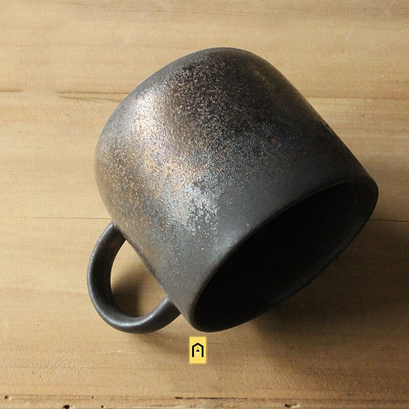 Misao Yajima Dark Brown Coffee Cup & Saucer - No. 9 Horse (矢島操)