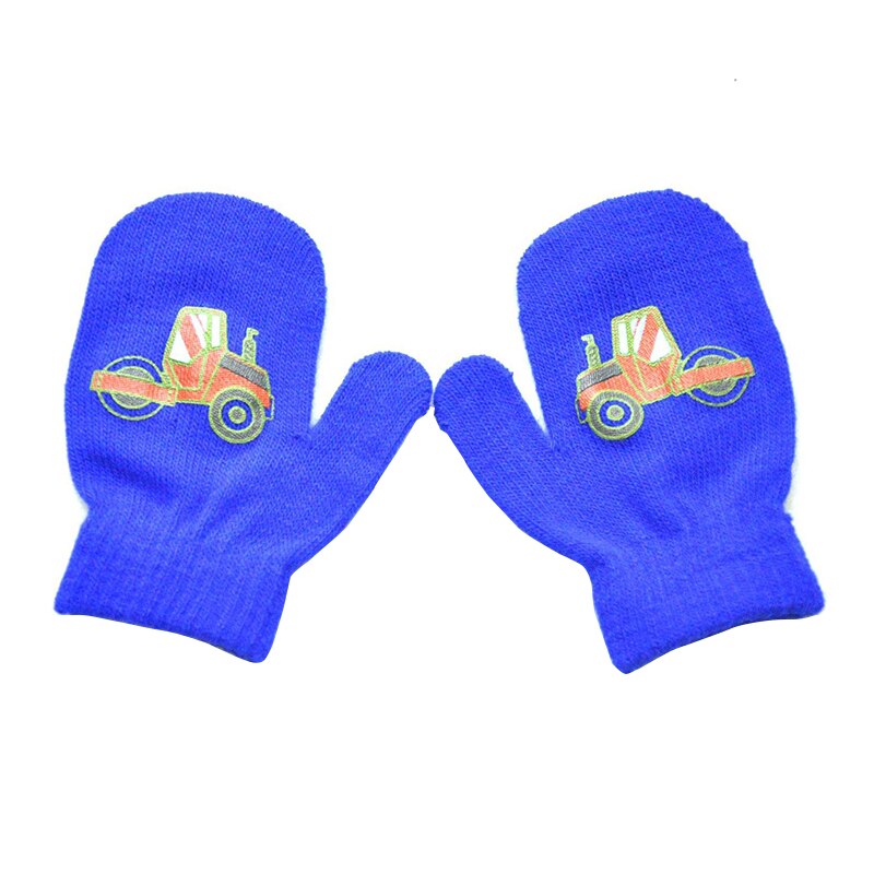 Crianças inverno quente luvas for1-5years meninos e meninas venda quente bonito pequeno caminhão de construção padrão criança macio malha luvas: T6