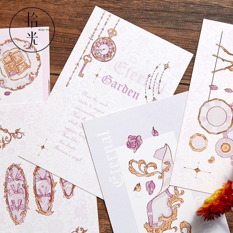 Juego de 30 unids/set de jardín eterno, Serie de bronce, postal, de cumpleaños , tarjeta de mensaje, tarjeta de felicitación de bendición