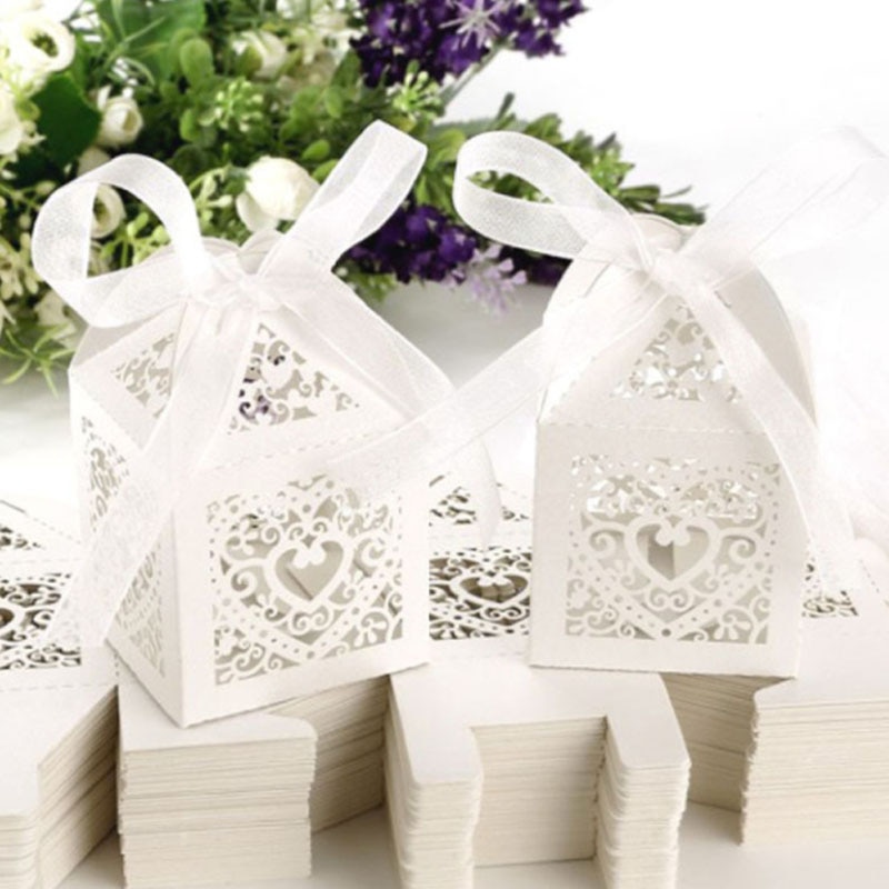 20pc dragees bonbonniere æske bryllup favor hul chokolade papir æske slik æsker fest dekoration sød emballage boite