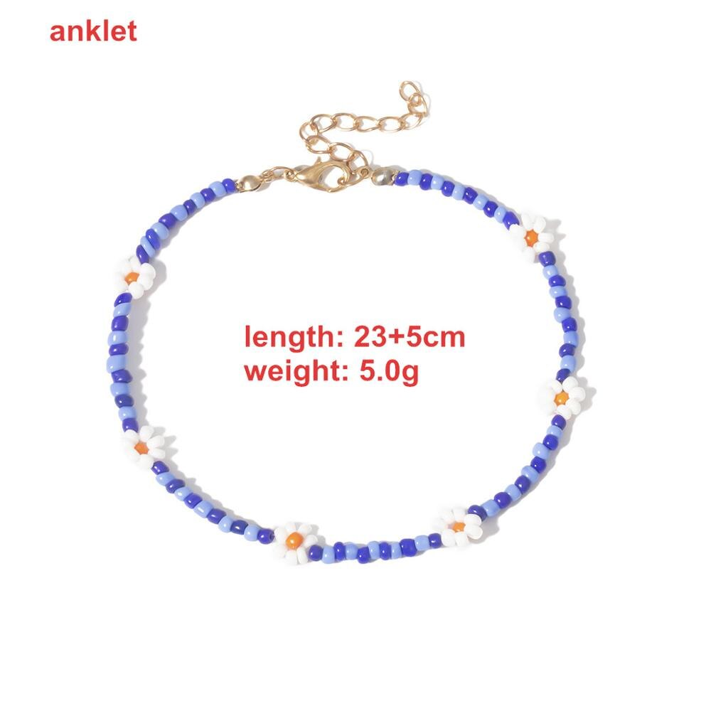 Wgoud Bead Daisy Choker Ketting Bohemian Strand Kleurrijke Seed Bead Korte Ketting Accessoires Voor Vrouwen: 02 anklet