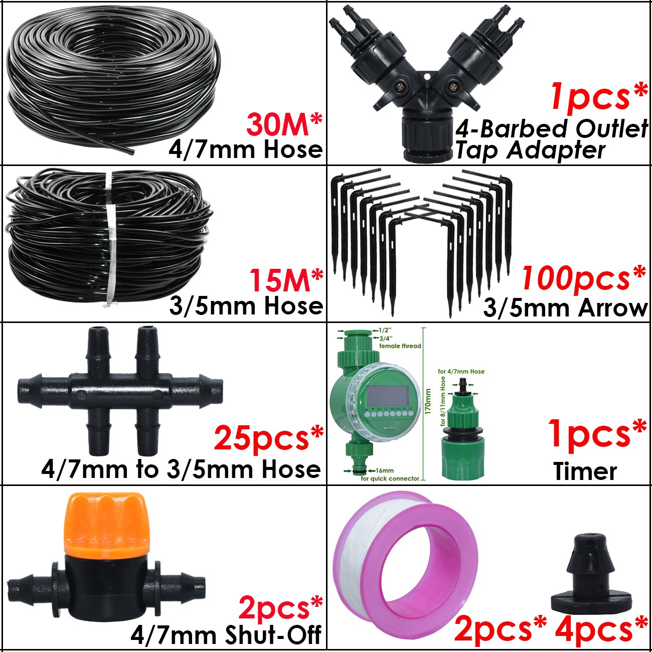 Kas Automatische Elleboog Emitter Drip Systeem 4/7 3/5Mm Slang Tuin Watering Irrigatie Kit Voor Thuis Ingemaakte plant: Licht Groen