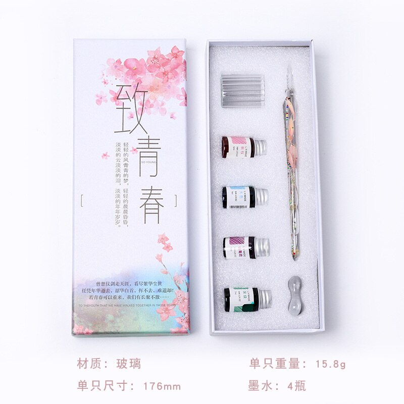 3/7Stck Glas Kuli-einstellen Neue Unterschrift Bleistift Mit Tinte tauchen Bleistift Glas Stifte Schule Kunst Liefert Schreiben zeichnung Schreibwaren: A7 7