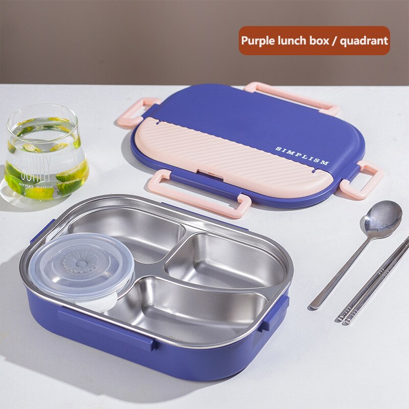 Bento Box Lunchbox RVS Verzegelde Geïsoleerde Lekvrij Cartoon - Blauwe