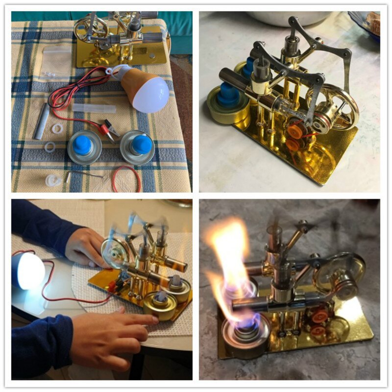 Stirling Balanced Engine Model Steam Power Physics Popular Science Small Production Invention Experiment Education Teaching Tool