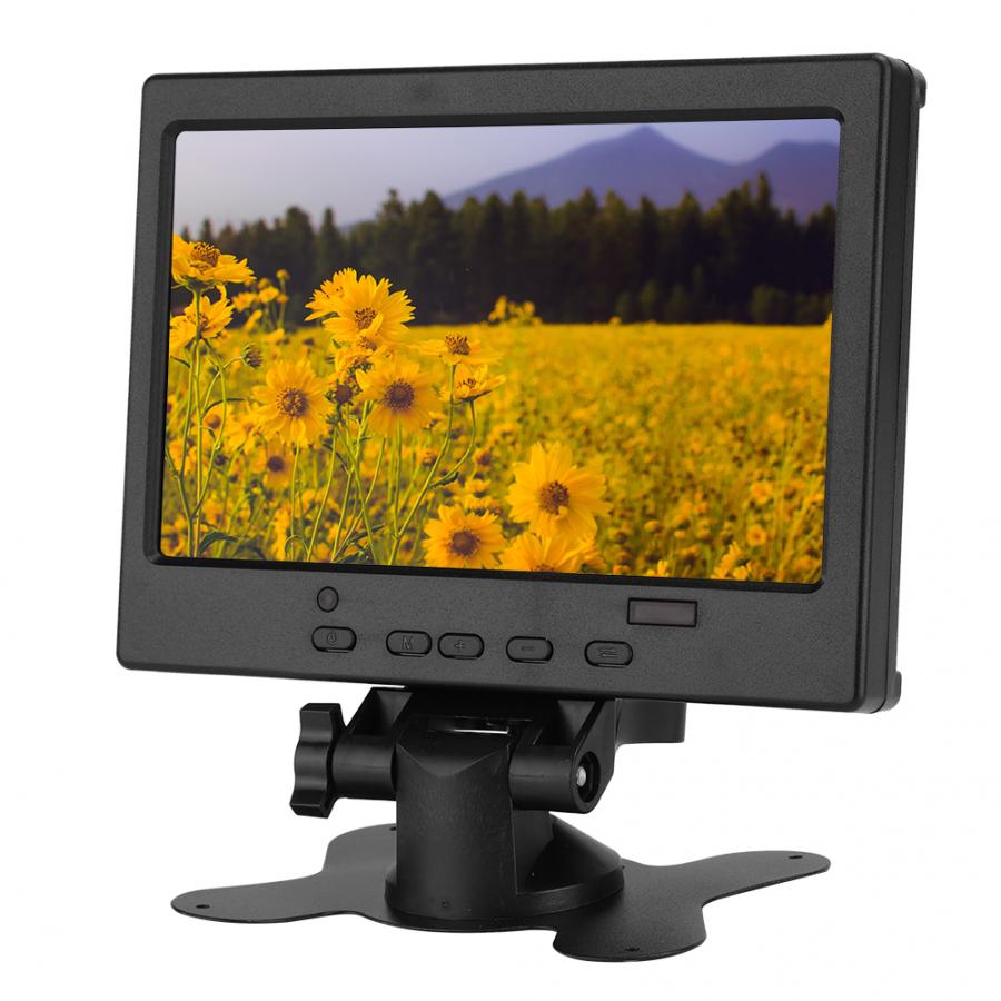 7 Inch Multi-function Monitor 800:1 1024x600 16:9 Display with Stand Support HDMI/VGA/AV Input (100-240V) with Power Adapter