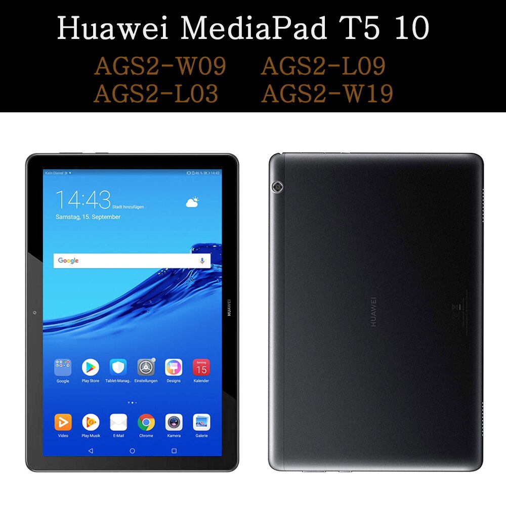 Funda Huawei MediaPad T5 10.1 AGS2-W09/L09/L03/W19 Shockproof Tablet Case Stand Holder Flip Cover Slim Coque + Tempered Glass