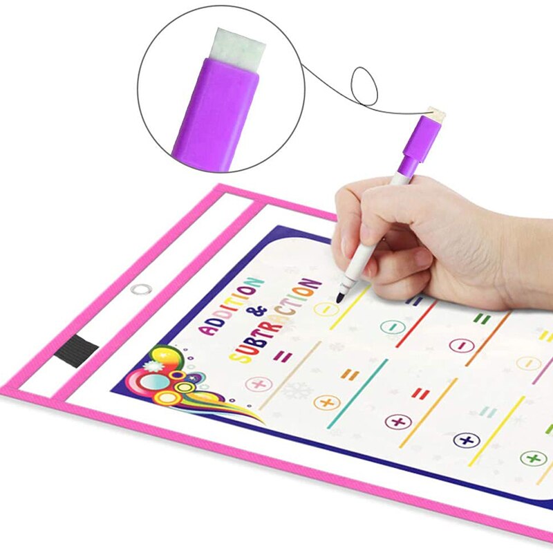 Erasable Dry Erase Board Write Delete File Dry Erase Pockets Drawing Teaching Practice Board Writing White Board markers For Kid