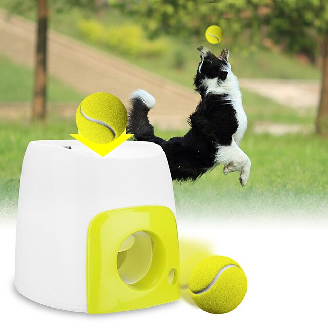 Pp husdjurs hund leksak automatisk interaktiv bollkastare tennisboll kastmaskin lansering med boll hund träningsverktyg: Default Title
