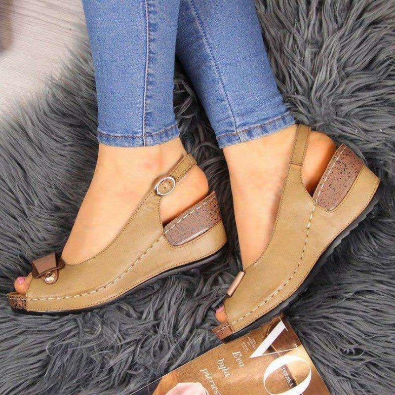 Rome Casual Sandalen Vrouwen Wiggen Sandalen Pompen Enkel Gesp Open Teen Vis Mond Med Zomer Vrouwen Schoenen Wiggen schoenen