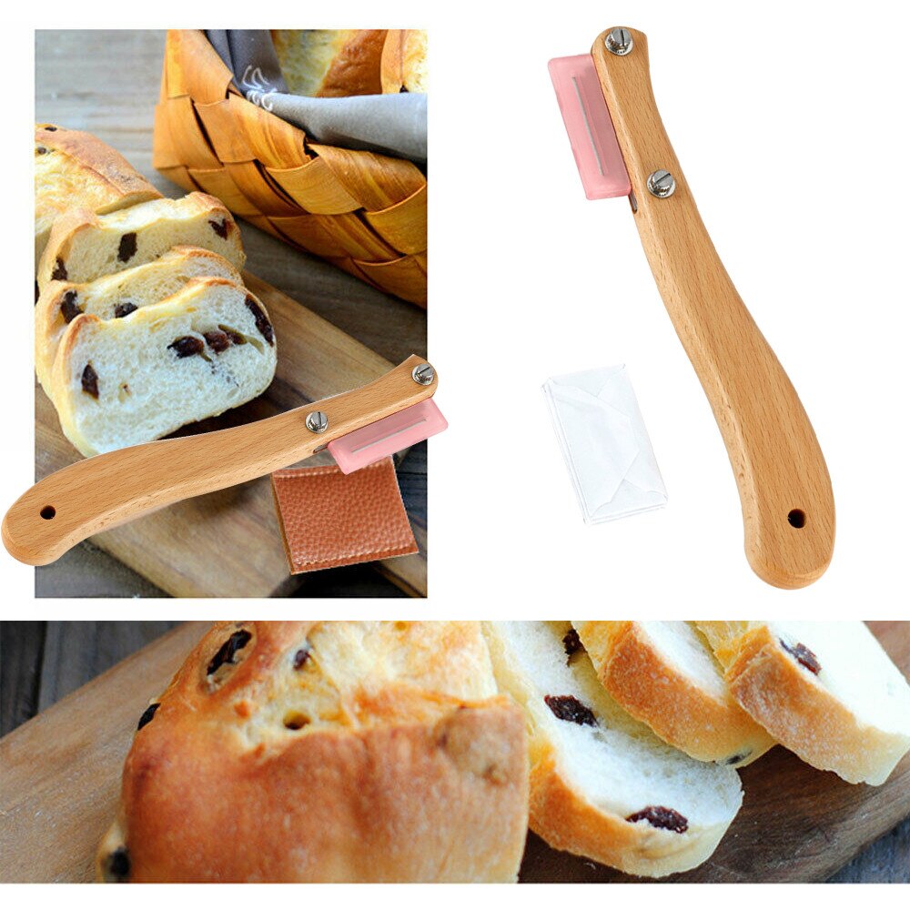 Brood Lame Met Houten Handvat Brood Snijden Tool Brood Slicer Cake Cutter Met Plastic Beschermhoes 5 Blades