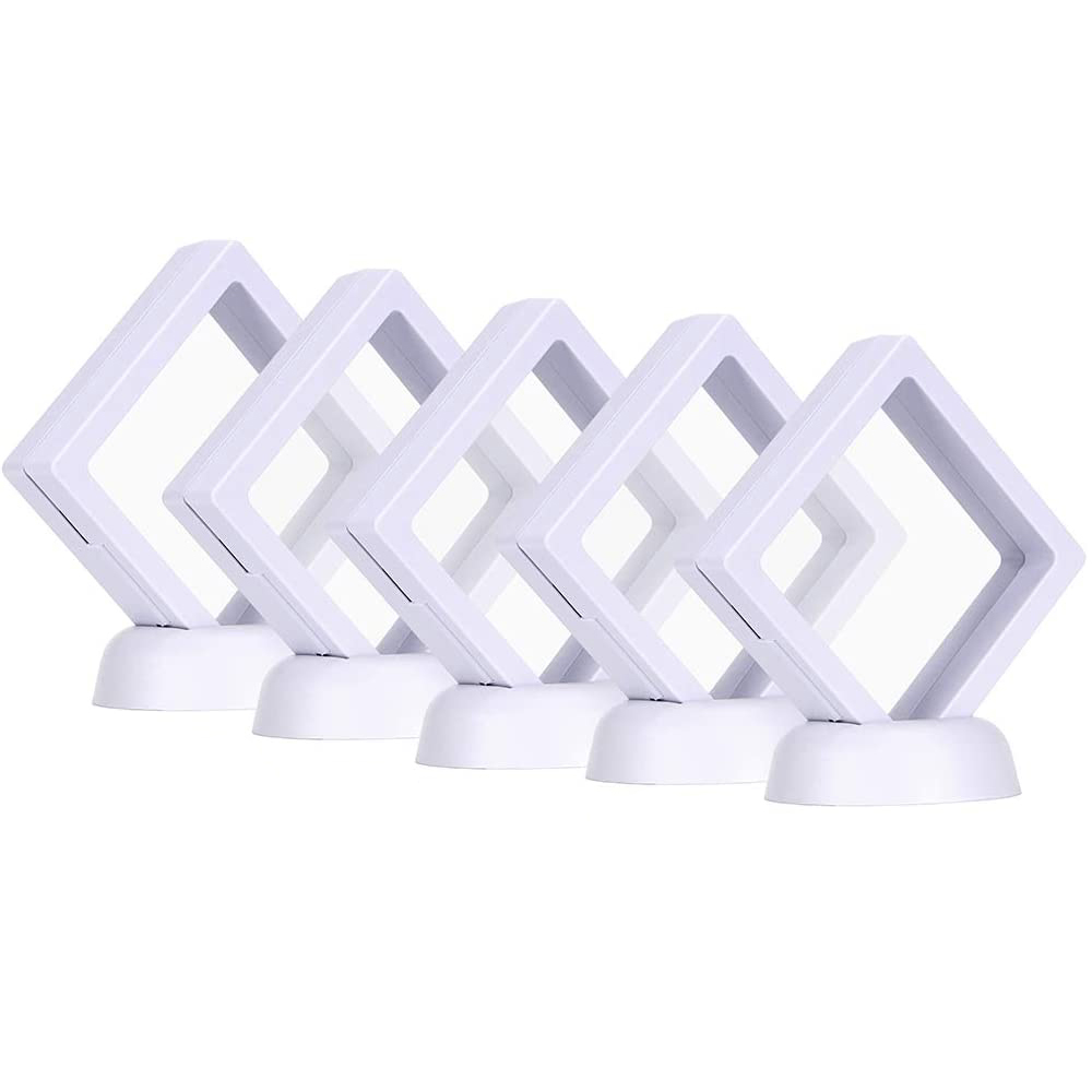 5Pcs Floating Display Case Frame Ring Necklace Earring Packaging Box Jewelry Coin Display Stand Holder: green