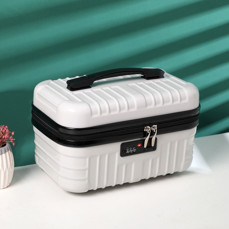 Maleta de viaje de 16 pulgadas, Mini estuche de maquillaje de mano, organizador de viaje, caja de cosméticos para mujer, estuche de maquillaje, caja con contraseña, estuche de embarque: Oro