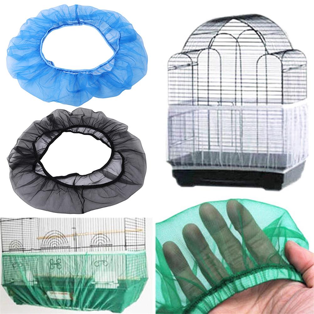 Universele Mesh Vogel Envelop Stretchy Sheer Zaad Voedsel Catcher Voorkomen Dust Guard Papegaai Vogelkooi Netto Cover