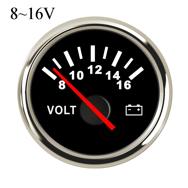 Universal 52mm volt meter marinevoltmeter 16 ~ 32v / 8 ~ 16 v vandtæt spændingsmåler til motorcykel bilbåd med baggrundslys: Bs 8-16v