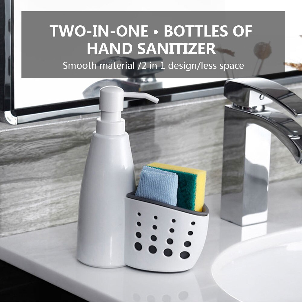 2-In-1 Dispenser Opbergdoos Multifunctionele Vloeibaar Wasmiddel Spons Aanrecht Zeep Holder Cleaning Voor Keuken badkamer