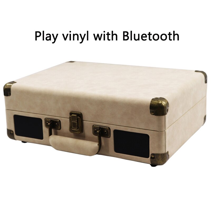 33/45/78 RPM Vintage Brown Wireless bluetooth ortable Suitcase Turntable Vinyl Record Phone Player Aux-in Line-out 100-240V: style 2