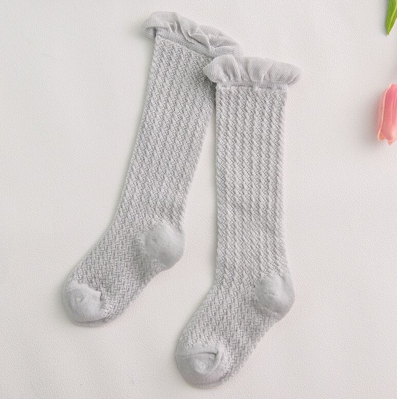 Lage Korting Kids Ventilatie Sokken Zomer Lente Kinderen Knie Hoge Baby Meisjes Sokken Witte Kleding Accessoires Sokken: Gray Socks / 3 to 5 Year