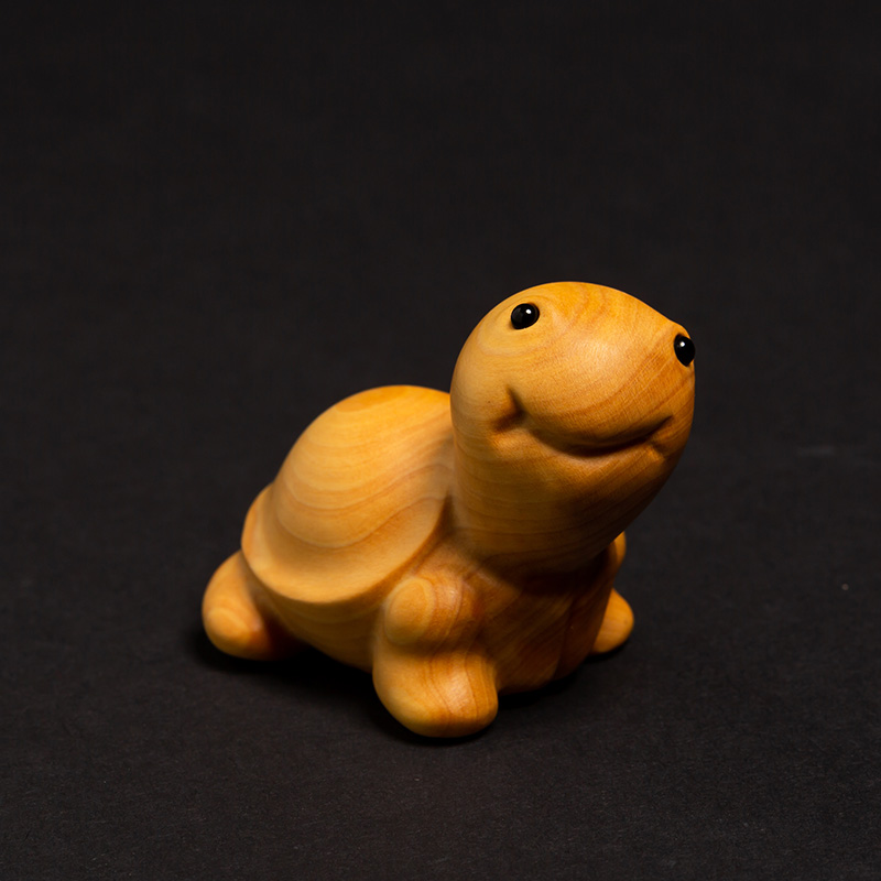 4.5cm Lucky Turtle Mini Wood sculpture Crafts Feng Shui Chinese Solid Wood Tea Pet Ornaments Miniature Home Decoration