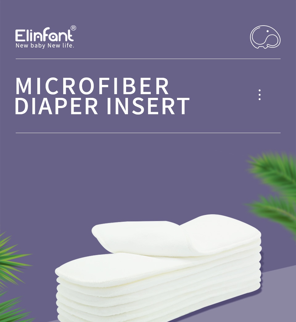 Elinfant 10Pcs 3 Lagen Microfiber Doek Luier Nappy Insert Super Absorberende 35X13.5Cm Fit Baby Doek Pocket luier