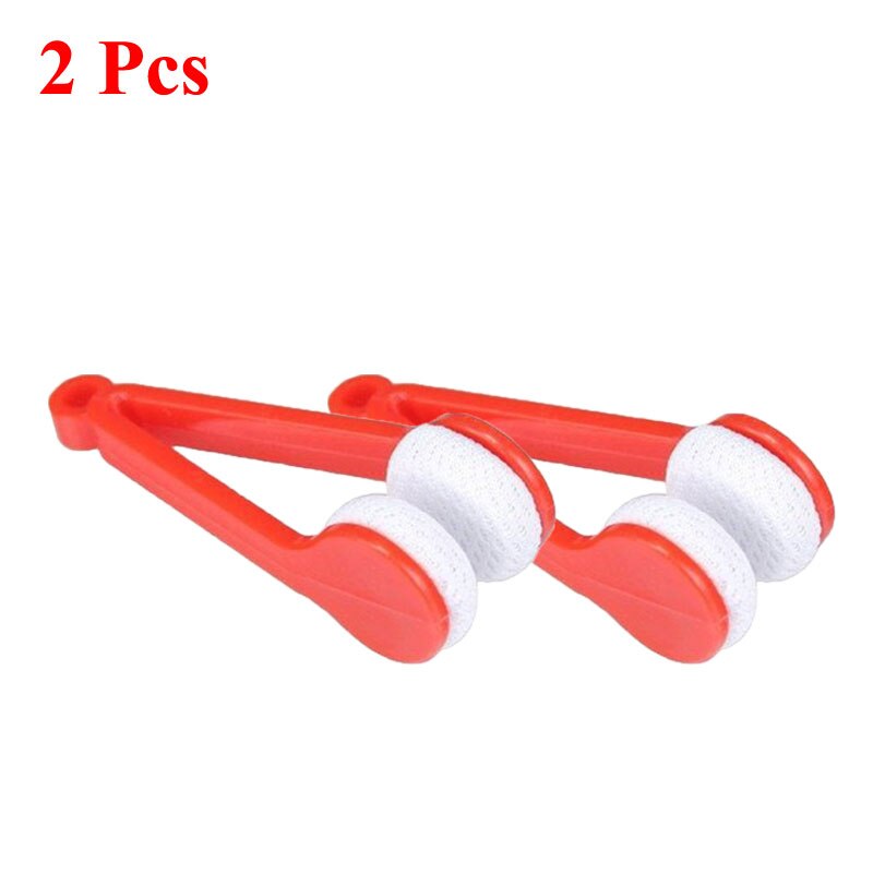 1-4Pcs/Set Portable Multifunctional Glasses Cleaning Rub Eyeglass Sunglasses Spectacles Microfiber Cleaner Clean Brushes: 2 Pcs Red
