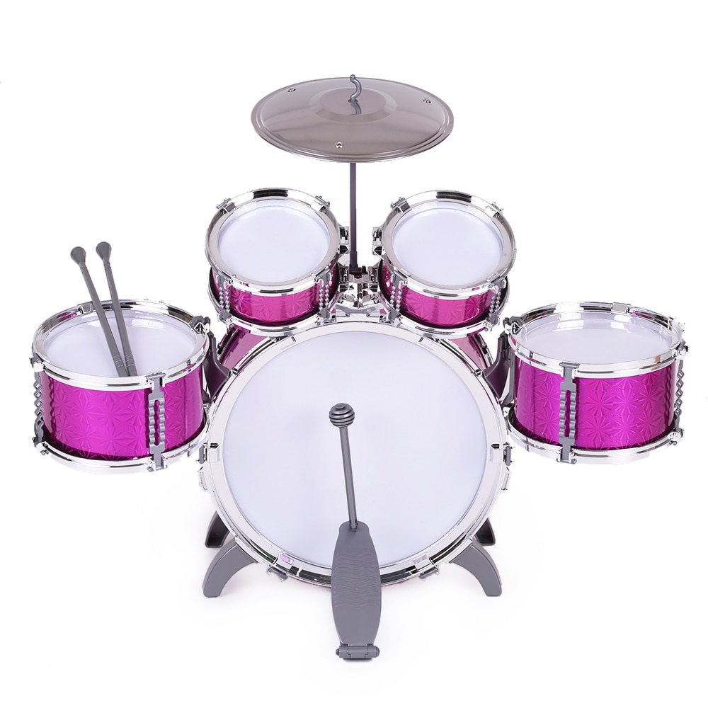 Beginners Kids Drum Set Muziekinstrument Speelgoed 5 Drums Met Kleine Cimbaal Kruk Drum Sticks Voor Jongens Meisjes
