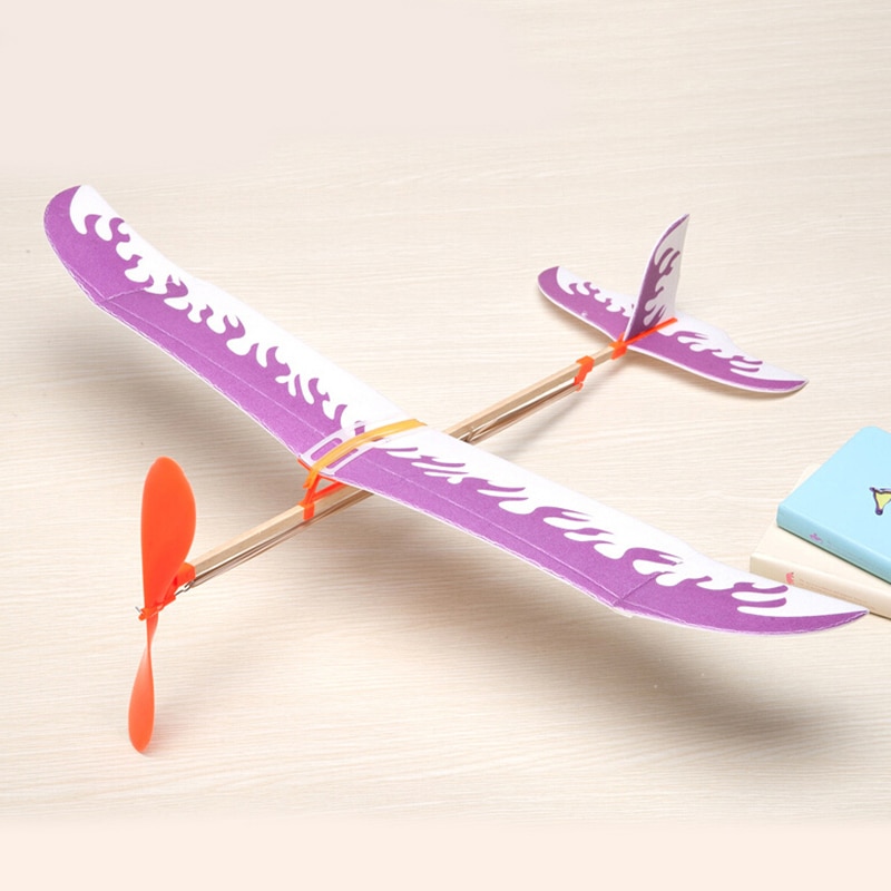 1 Set Rubber Band Vliegtuig Papier Jet Zweefvliegtuig Kids Kinderen Educatief Machine Handgemaakte Diy Wetenschap Model Speelgoed